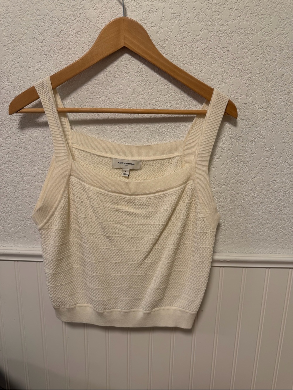 Banana Republic Factory Ivory Knit Square-Neck Tank